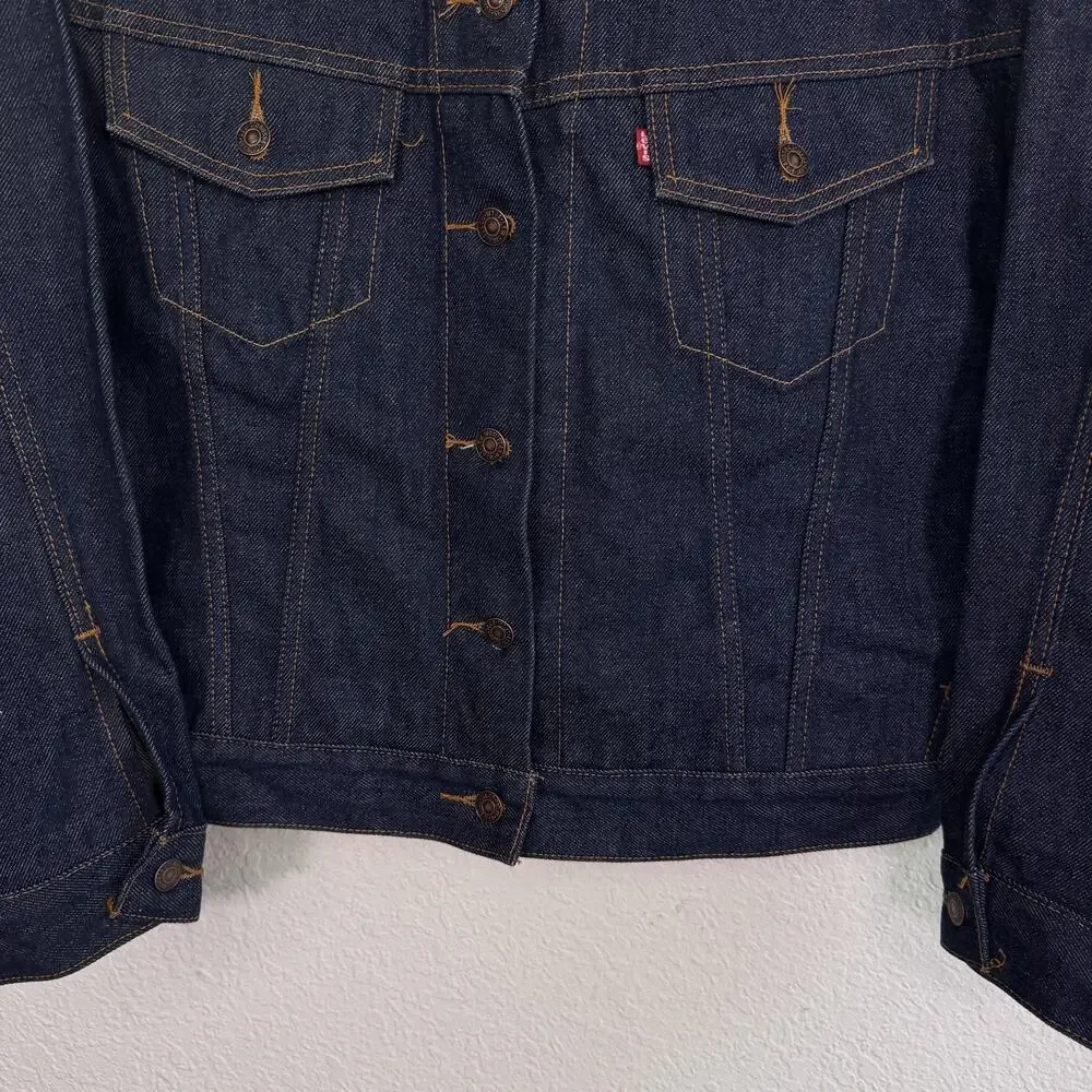 Vintage Levi's Jacket Mens Large Denim Biker Trucker Blue Button Front 90s Vtg